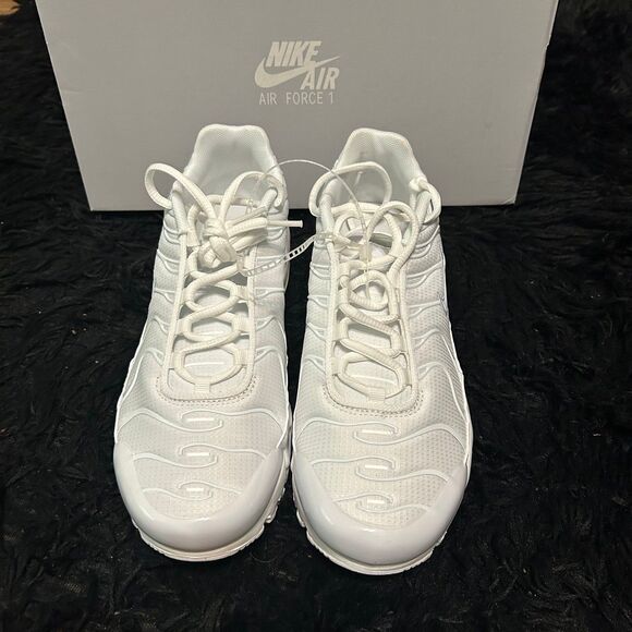 NIKE Air Max Plus white lace up shoes sneakers mens 7Y new - Picture 3 of 7
